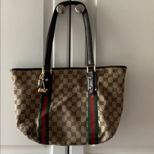 Authentic Gucci sherry canvas tote